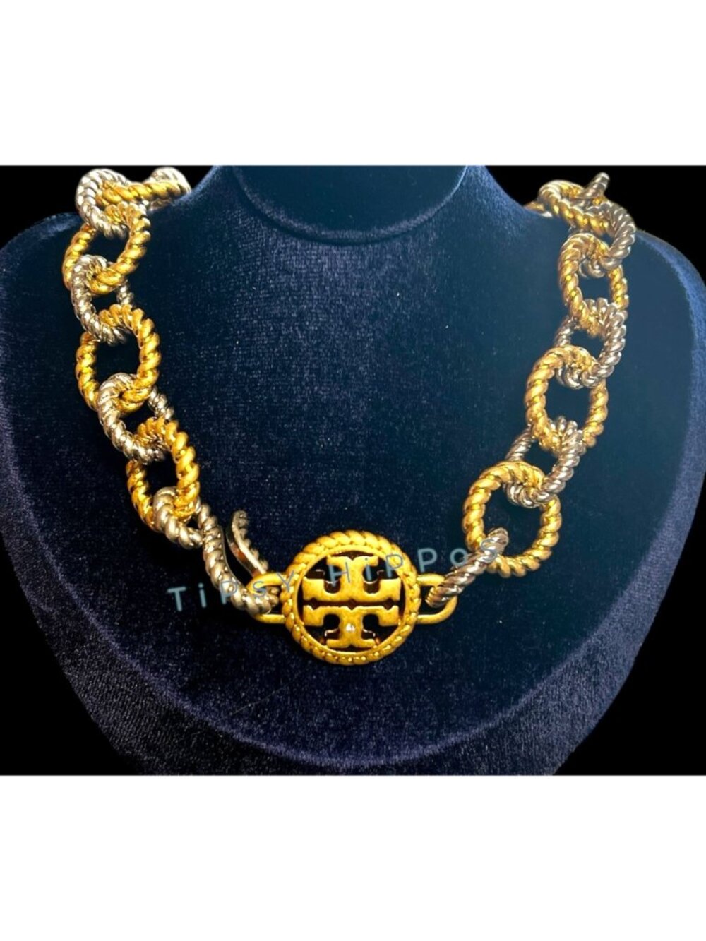 Tory Burch Textured Rope Gold and Silver Metal Necklace - JUST RELEASED